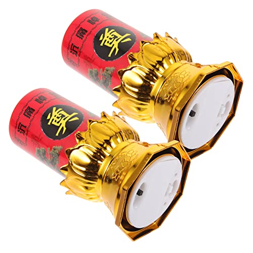 UNbit Portalámparas Budista Portavelas de Loto, 2 Piezas Lámpara de Sacrificio Decoración del Altar Lámpara LED Lámpara China Retro Luces LED Luz China Luz de entierro Lámpara Budista de Estilo Chino