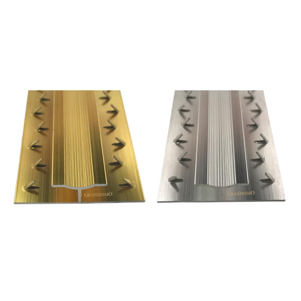 Double Edge Carpet to Carpet Metal Door Bar Trim Threshold Strip Extra Long 9ft / 2.7m / 270cm / 2700mm Brass Silver - Silver