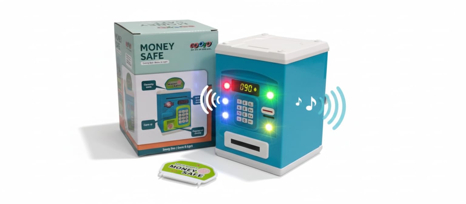5-in-1 Money Bank for Kids | Digital Gullak Safe with Password & Touch Sensor | Electronic Coin & Cash Saving Box for Boys & Girls (Blue).-image-37