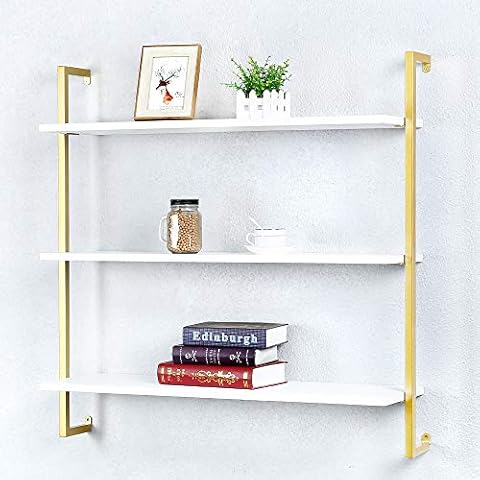 Industrial Metal and Wood Wall Shelf Unit,Rustic Floating Wood Shelves Wall Mounted,36in Iron Real Reclaimed Wood Book Shelves,Hanging Wall Shelves for Bedrooms Office,3 Tier Bookshelf Shelving Cover