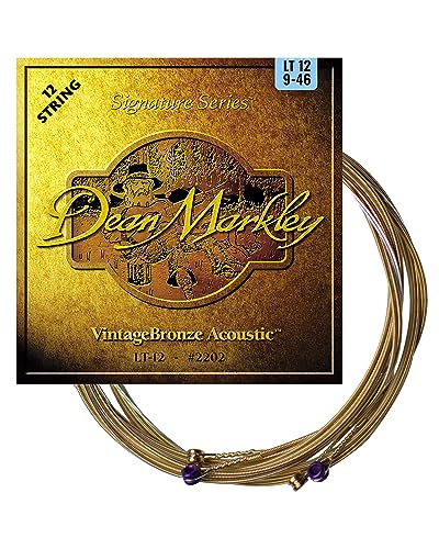 Dean Markley Signature Vintage Bronze Acoustic Guitars 12 Strings Set, 09-46 Acoustic Guitar Strings Light with Superior Tone Quality & Long Lasting Peformance, Made in the USA - Les Beatles, Paul McCartney, John Lennon, RIngo Starr, George Harrison Dean Markley Signature Vintage Bronze Acoustic Guitars 12 Strings Set, 09-46 Acoustic Guitar Strings Light with Superior Tone Quality & Long Lasting Peformance, Made in the USA