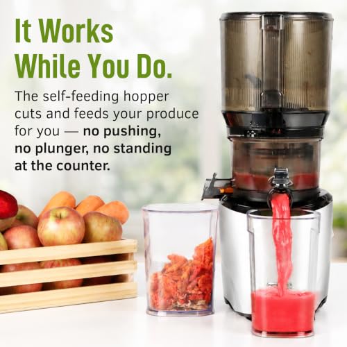 Image of Kuvings AUTO10 Cold Press Juicer Machine, Hands-Free, 100 oz, Silver