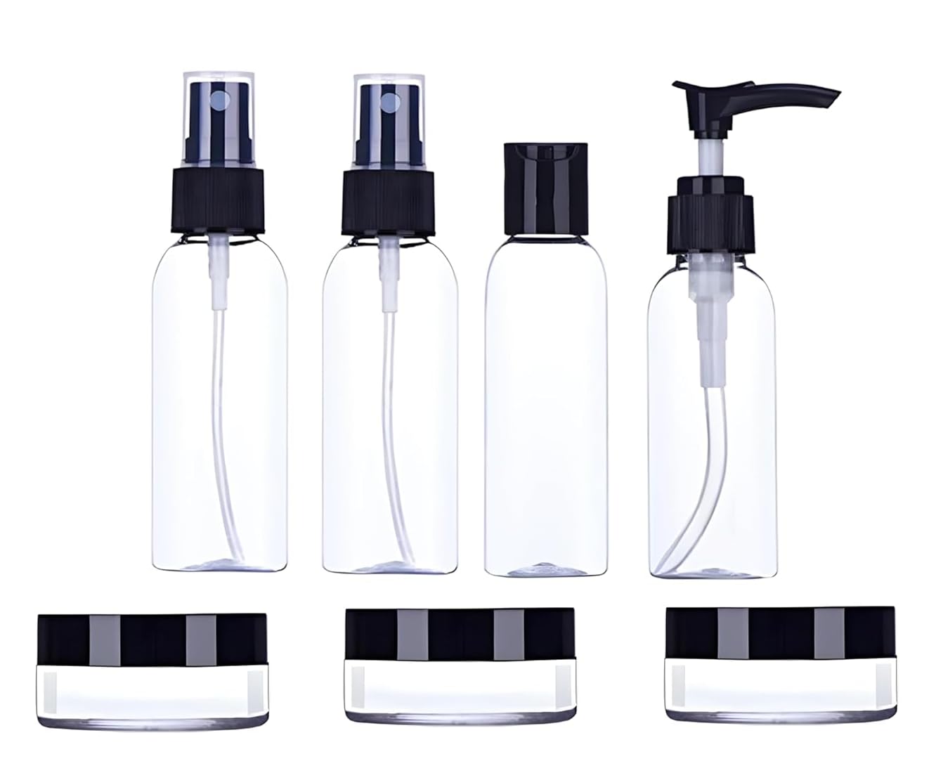 KESI ORNAMENTS Travel Bottles Set 7 pcs Travel Size Toiletry Bottles Kit,Leak Proof Containers Set with Zipper Bag Toiletry Containers Set for Liquids Carry Lotion, Shampoo, Cream, Soap(Multicolour)