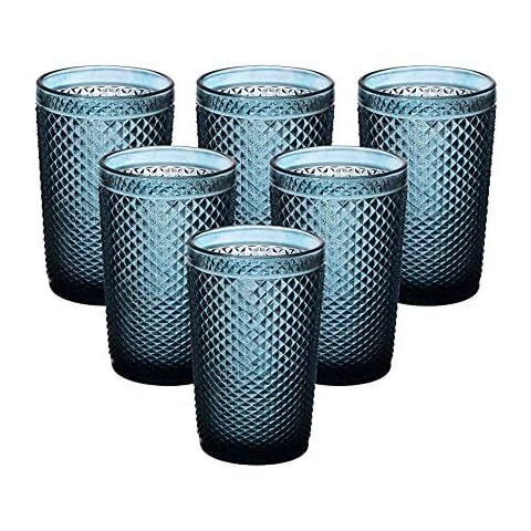Old Fashioned Glass,Studded Design Highball Tumbler Drinking Glasses,Iced Tea Beverage Glass,13 Ounce,set of 6 Cover