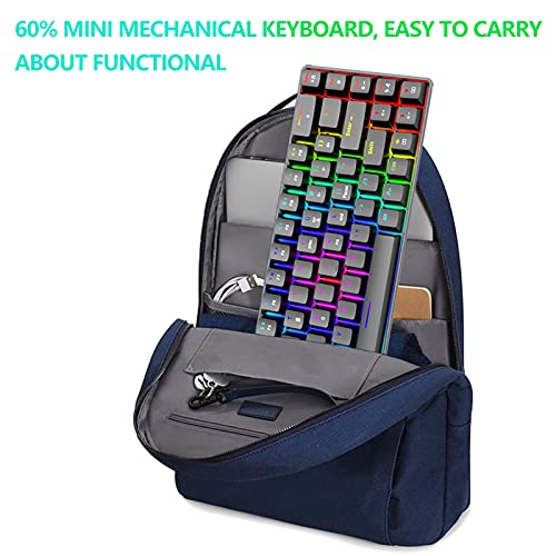 RGB Gaming Tastatur und Maus Set, 68 Tasten Blauer Schalter 60% Mini Chroma Mechanische Tastatur, 6400DPI Leichte Optische Waben Maus, USB-Kabel, Kompatibel mit Windows Mac PS4 Xbox, Weiß - Image 8