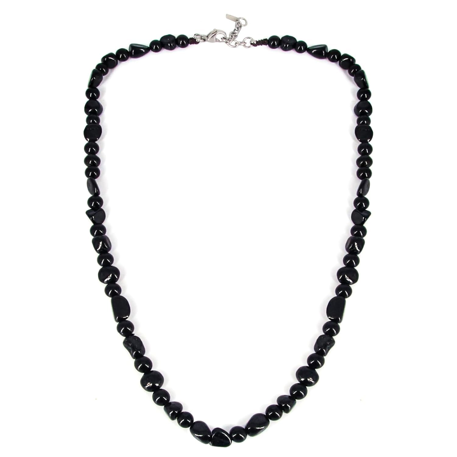 HASKARE Naturstein Perlenketten für Männer Echter Schwarzer Turmalin Obsidian Schutz Halskette Heilung Kristall Herren Halskette Einzigartige Perlen Halskette Ideal Geschenk für Vatertag Weihnachten