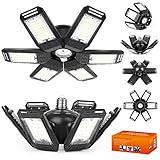 Led Garage Lights 2-Packs, 180W 18000LM Deformable Triple Glow Garage Lighting with 6 Adjustable LED