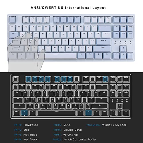 Image of DURGOD Taurus K320 TKL Mechanical Keyboard | 87 Keys Tenkeyless | USB C Wired | Doubleshot PBT Keycaps | Programmable Keys | NKRO Rollover | Windows & Mac (Haze BlueCherry Speed Silver)