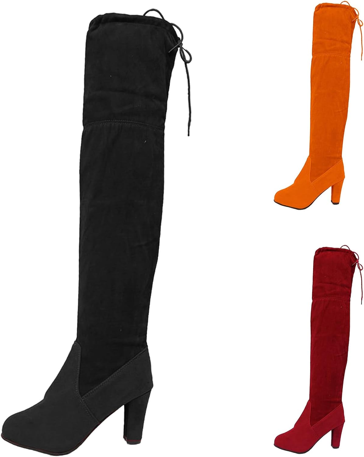 Women Over The Knee Boots Chunky ​​Block Heel Round Toe Fall Boots Fashion Wide Calf Wide Width Thigh High Booties Above Knee Shoes Warm Winter Long Boot for Outdoor
