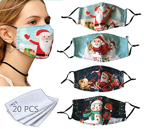 4 piezas Bandanas reutilizables de algodón lavables Protección facial completa transpirable Cover