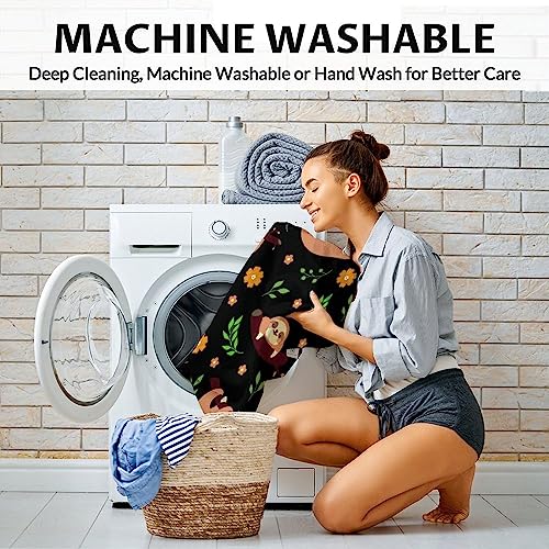 Mercuryelf Sloth Throw Blanket - Soft, Fuzzy & Warm - 50x60 Inches Flannel Blankets for Living Room, Sofa - Black Cute Throws Gift for Teens
