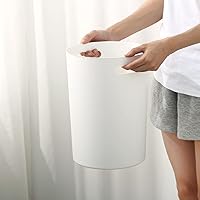 Vista 4 de Lyellfe Paquete de 6 cubos de basura pequeños, papelera redonda de plástico de 1.5 galones con asas, contenedor de basura blanco para espacio