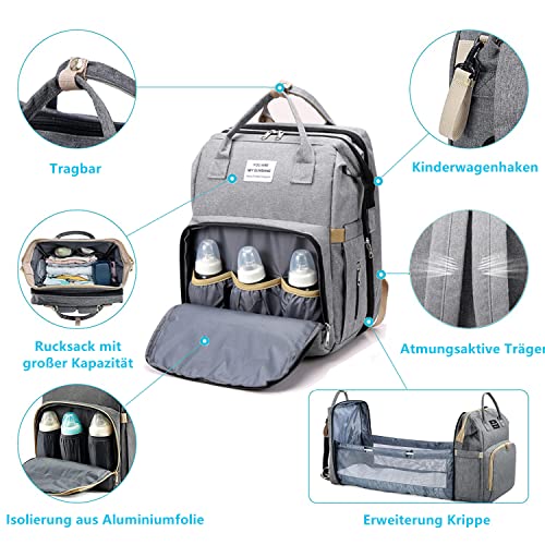 Baby Wickeltasche Rucksack,Diaper Backpack,Babytasche Reiserucksack mit Wickelauflage,Multifunktional Wasserabweisend Große Kapazität Wickelrucksack,Große Reiserucksack für Mama & Papa – Bild 4