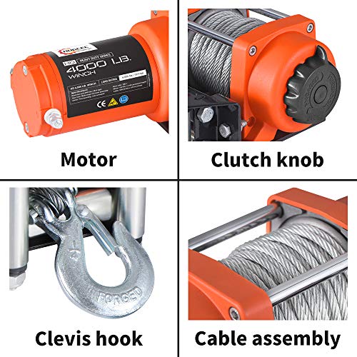 RUGCEL WINCH 12V DC ATV Winch Wireless Remote with Wire Rope: 3/16" Diameter x 50' Length Waterproof Electric Winch Outdoor- 4000 lb. Load Capacity - Thumbnail 5