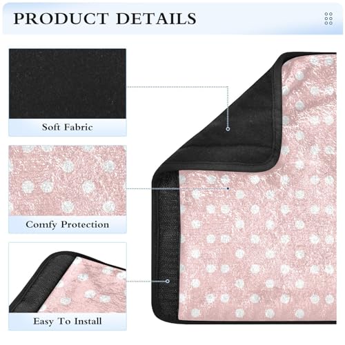 Image of Seat Belt Cover Pad 2 Pcs Soft Seat Strap Cover Cute Protector Support Head Neck Shoulder for Car Seats High Chair Backpack (10x7.7in) Polka Dots Pink