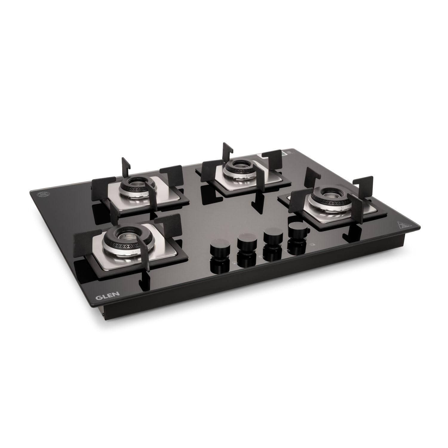 Glen 4 Burner Built-in Glass Hob | Auto Ignition | Italian Double Ring Brass Burners | 8mm Toughened Glass Top | Black | Premium Gas Hob (BH1074SQHTIN70)-image-14