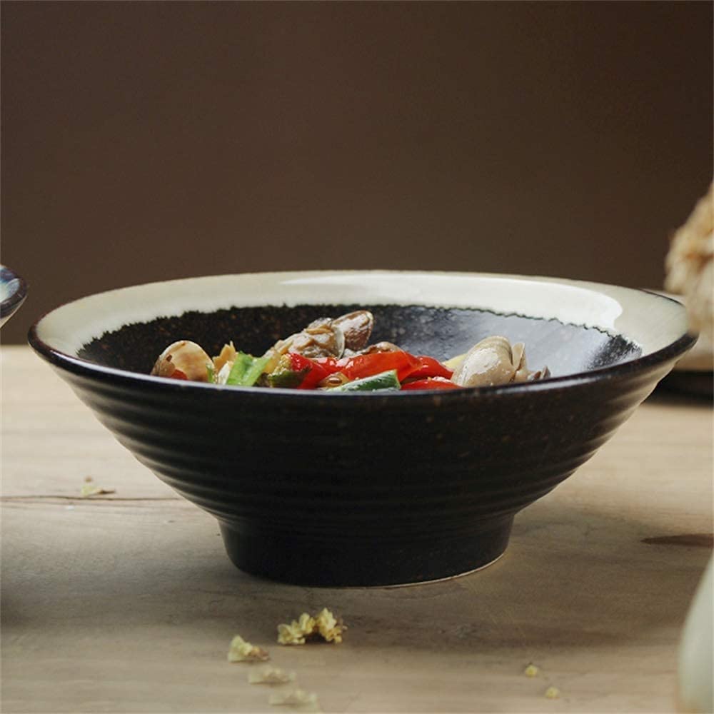 ERoomQ Pasta Bowls Large Soup Bowl Ramen Noodle Bowl Retro Fruit Salad Bowl Creative Ceramic Tableware Mixing Bowl Serving Bowl,