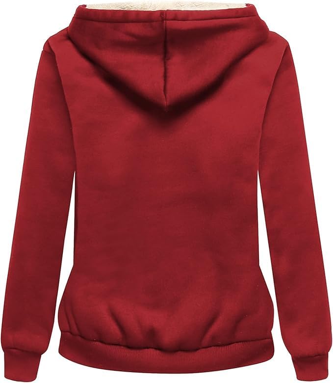 Image of ADBUCKS Hoodies for Women Winter Fleece Sweatshirt - Full Zip Up Thick Soft Fur Lined Hooded Jacket Coat
