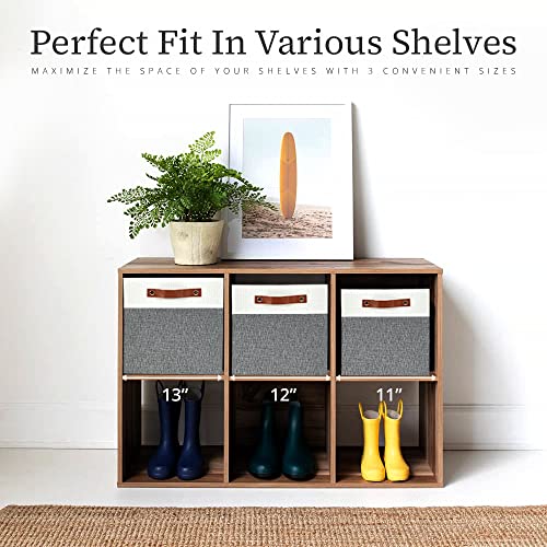 Image of DECOMOMO Fabric Cube Storage Bins - Storage Baskets for Shelves, Cube Storage Organizer for Kallax and Cubbies (Grey & White, 12 inch Cube) - 4 Pack