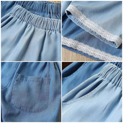 Image of Toddler Girls Capri Pants Lightweight Palazzo Wide Leg Summer Pants 3-10 Years