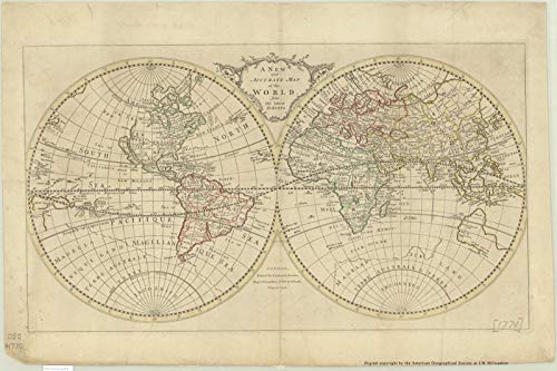 Amazon.com: Historic Pictoric Map : World 1770, A New and Accurate