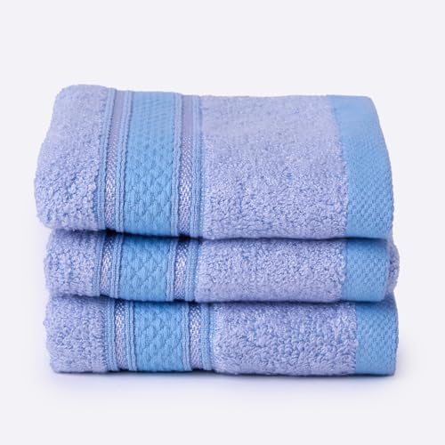 Image of Bamboo Soul Bamboo Face Towel | Ultra Absorbent & Super Soft | 30 x 30 cm - 550 GSM | Pack of 3 (Sky Blue)