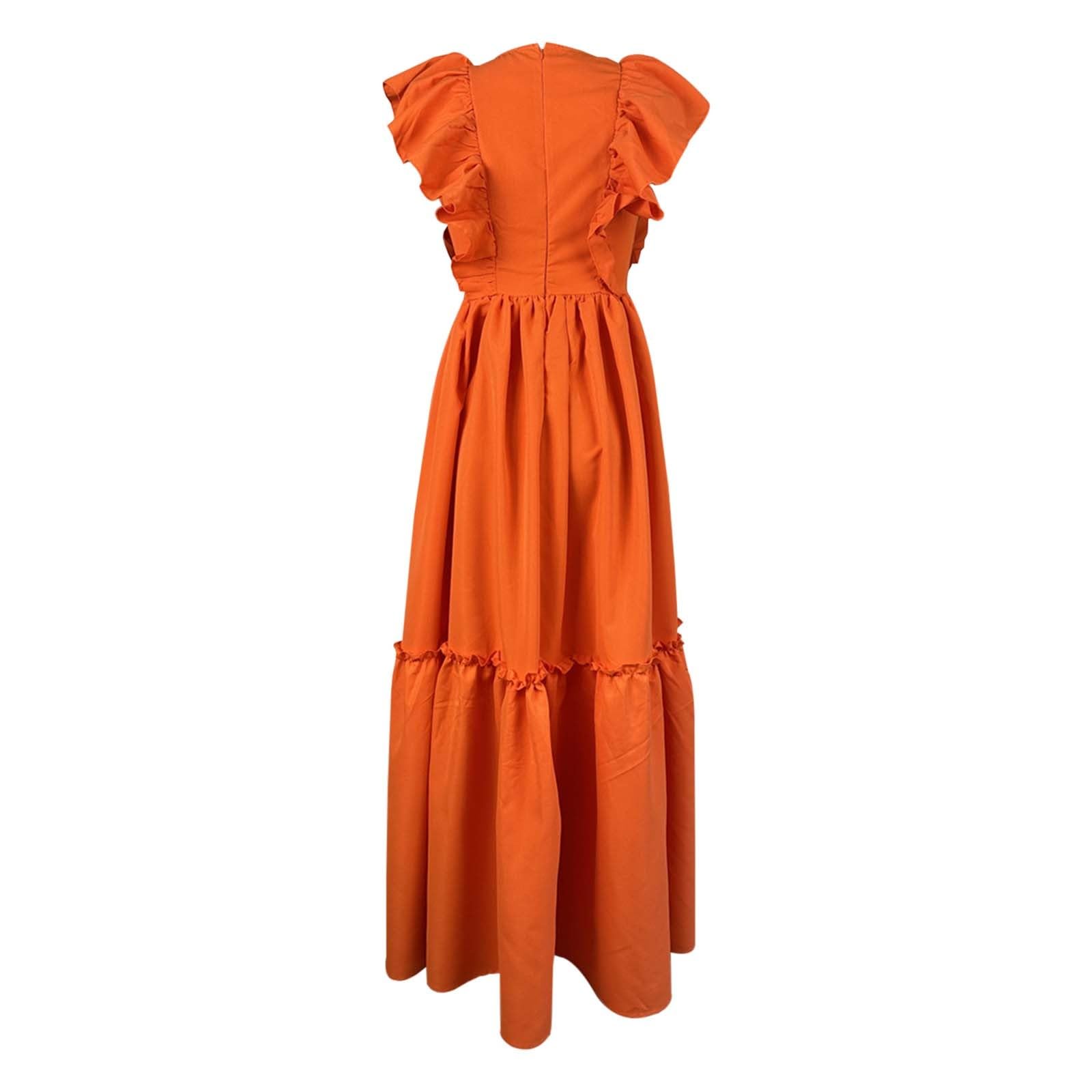 Vestidos de verano para mujer, vestido de verano para mujer, casual, acampanado, cuello redondo, manga con vuelo, cómodo, suave, transpirable, ligero, versátil, elástico, elegante, vestido diario para