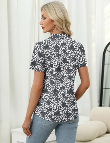 Image of LOMON Womens Golf Polo Shirts Summer Short Sleeve 1 /4 Zip Tops Moisture Wicking Casual Tennis Activewear with Pockets