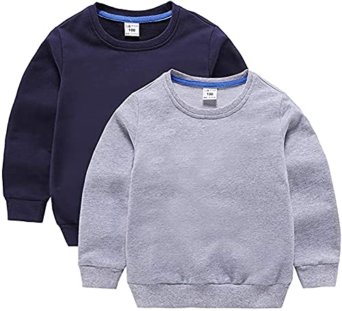 Image of HAXICO Unisex Kids Solid Cotton Thin Pullover Sweatshirt T-Shirt Toddler Baby Crewneck Long Sleeve Tshirts Tops Blouse
