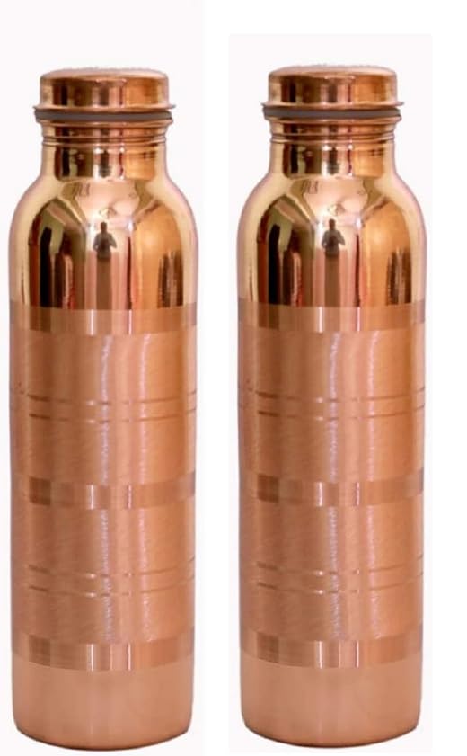 Silver Touch Kupfer-Trinkflasche, Wasseraufbewahrung, auslaufsicher, Kupferutensilien, Silber-Touch-Flachmann, Flasche 1l, Behälter für die Küche, 2 Stück