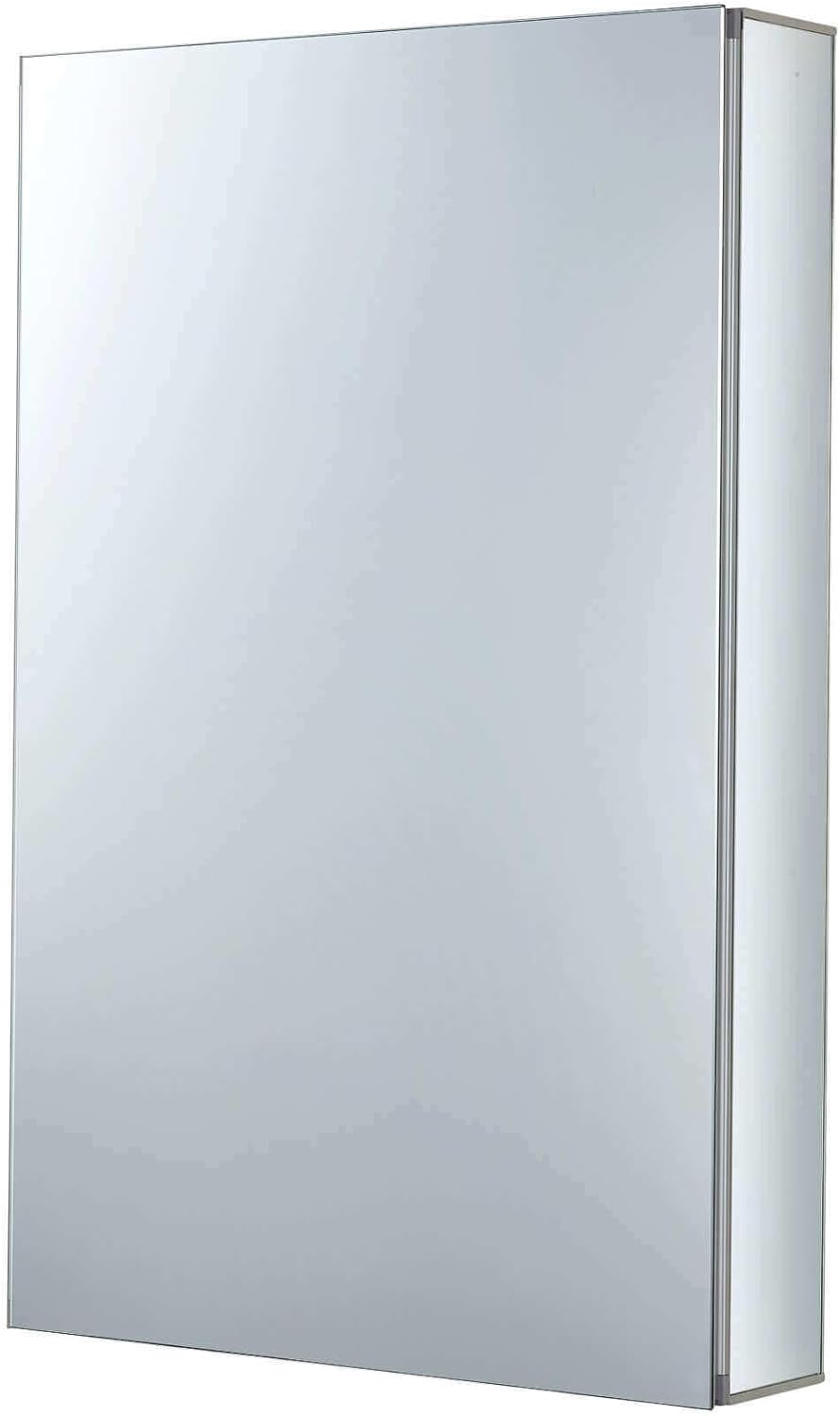 Fine Fixtures Bathroom Medicine Cabinet - Single Door, Aluminum, Recessed/Surface Mount, 24" x 36", Right/Left Hinged, Mirrored Interior