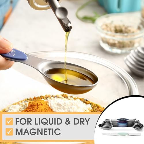 Image of Spring Chef Stainless Steel 8 Magnetic Measuring Spoons Set, Winter Frost