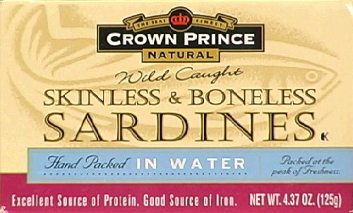 Crown Prince Skinless and Boneless Sardines in Water 4.37 oz (Pack of 2)