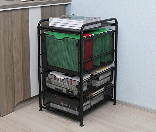 image for EasyPAG Assemble Mesh File Cart with Rolling Wheels 1 File Cube Organi