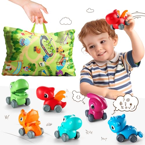 Image of ALASOU Baby Dinosaur Car Toys with Playmat/Storage Bag|1st Birthday Gifts for Toddler Age 1-2|Baby Toys for 1 2 3 Year Old Boy|1 2 Year Old Boy Gift for Infant 12-18 Month