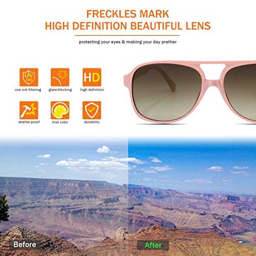 Image of Freckles Mark Vintage Retro 70s Sunglasses for Women Men Classic Large Square Aviator Trendy Glasses