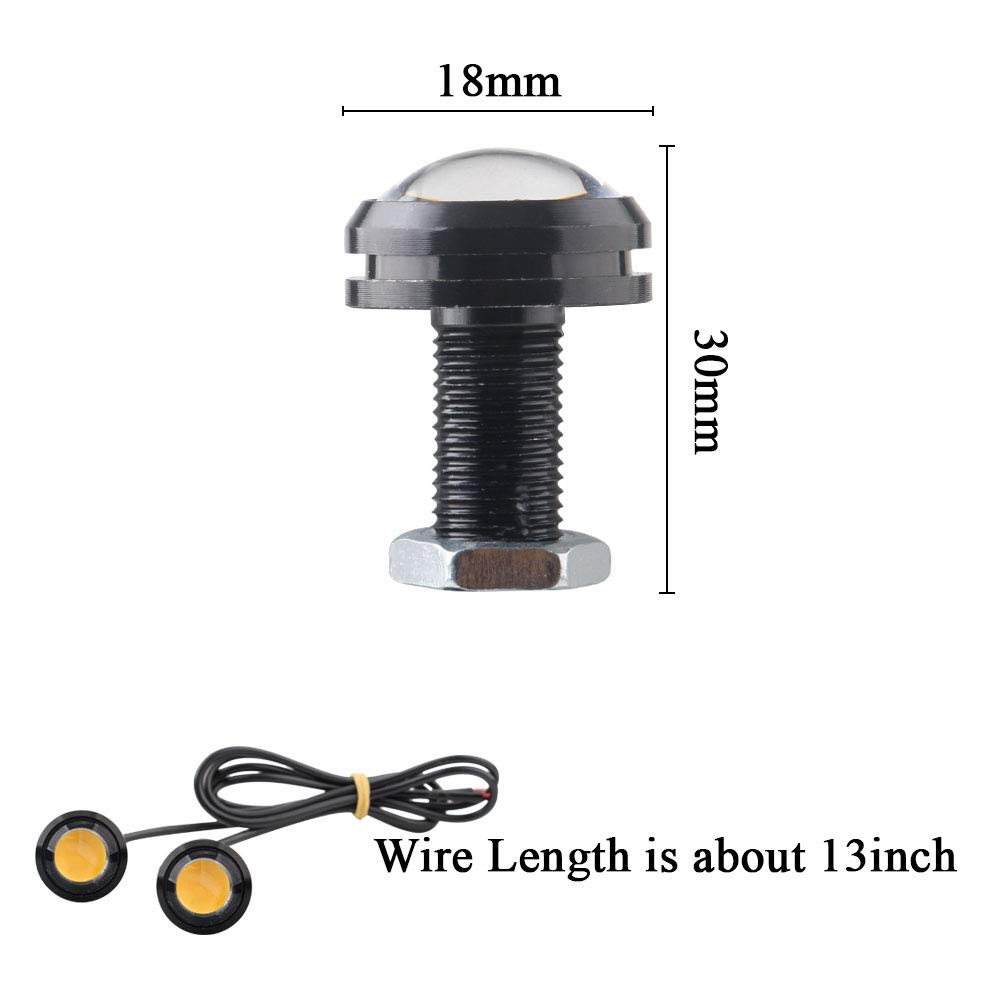 6 szt. Żółte 18mm Eagle Eye LED mocne 9W światła do jazdy dziennej 12V wodoodporne na samochód i motocykl, światła przeciwmgielne, światła cofania, światła wskaźnikowe
