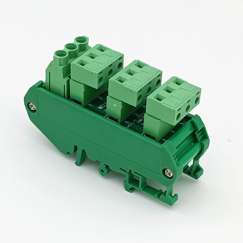 Slim DIN Rail Mount 30A/300V 3x3 Position Pluggable Terminal Block Distribution Module.