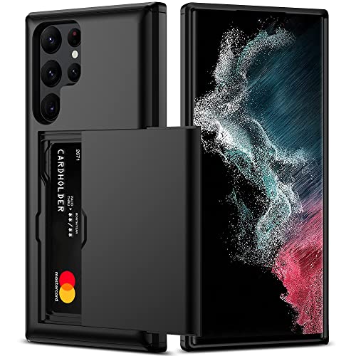 Nvollnoe for Samsung S22 Ultra Case with Card Holder 5G 6.8 inch Slim Dual Layer Heavy Duty Protective Wallet Case for Samsung S22 Ultra (Black)