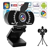 PC Webcam 1080P Web Camera, Akyta USD HD Webcam with Microphone for desktop computer laptop Streaming, Video Conferencing, Calling, Recording, 110 Degree, Computer Camera with Privacy Cover and Tripod