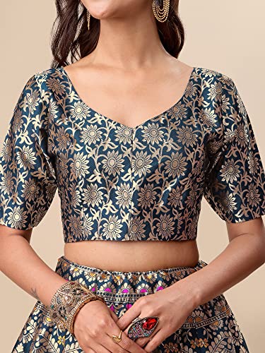 Image of PURVAJA Women's Jacquard Semi-Stitched Lehenga choli(Saheli)