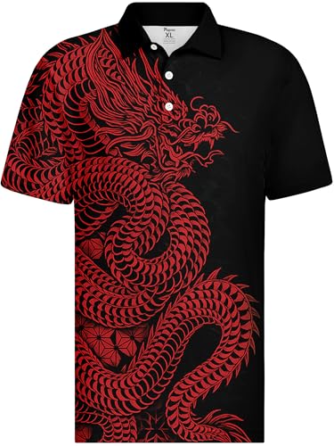 Image of PAGYMO Funny Golf Shirts for Men Crazy Printed Pattern Novelty Moisture Wicking Performance Mens Polo Shirt