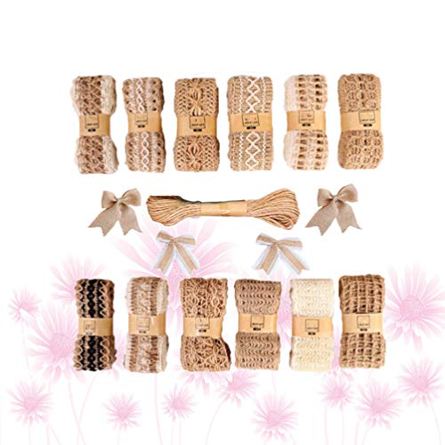 EXCEART 17 Pcs Rolos de Serapilheira Fita Curva- Nó Definir Rústico Tecido de Juta Guita Hemp Corda