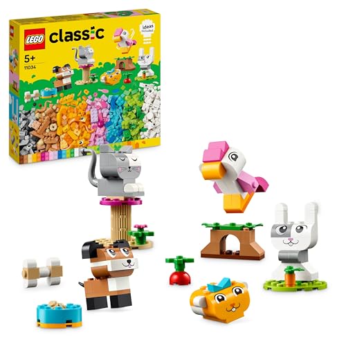 LEGO Classic Animali Domestici Creativi - Set con Mattoncini Colorati con Cane Giocattolo, Gatto, Coniglio, Criceto e...