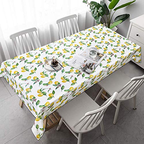 Lemon Tablecloth, Yellow Lemons Table Cloth For Spring Summer, Waterproof Wrinkle Free Tablecloth For Kitchen Dining Room Picnic Party Banquet, Outdoor Indoor Use Tablecloth, Rectangle 60 X 84 Inch #TOP3