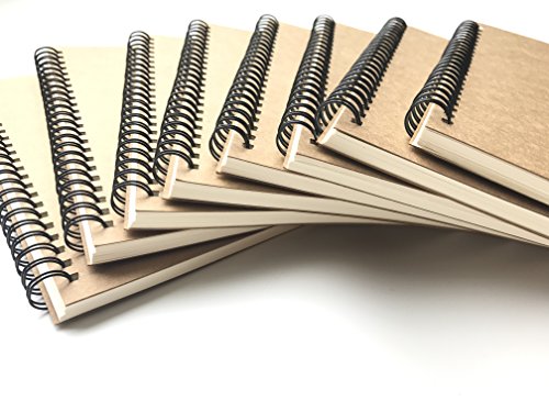 Veeppo A5 Wirebound Notebooks Bulk Journals Spiral Steno Pads Blank/Lined Kraft Brown Cardboard Cover Thick Cream Writing Pad Sketchbook Scrapbook Album (Lined White-Pack Of 8) #TOP3