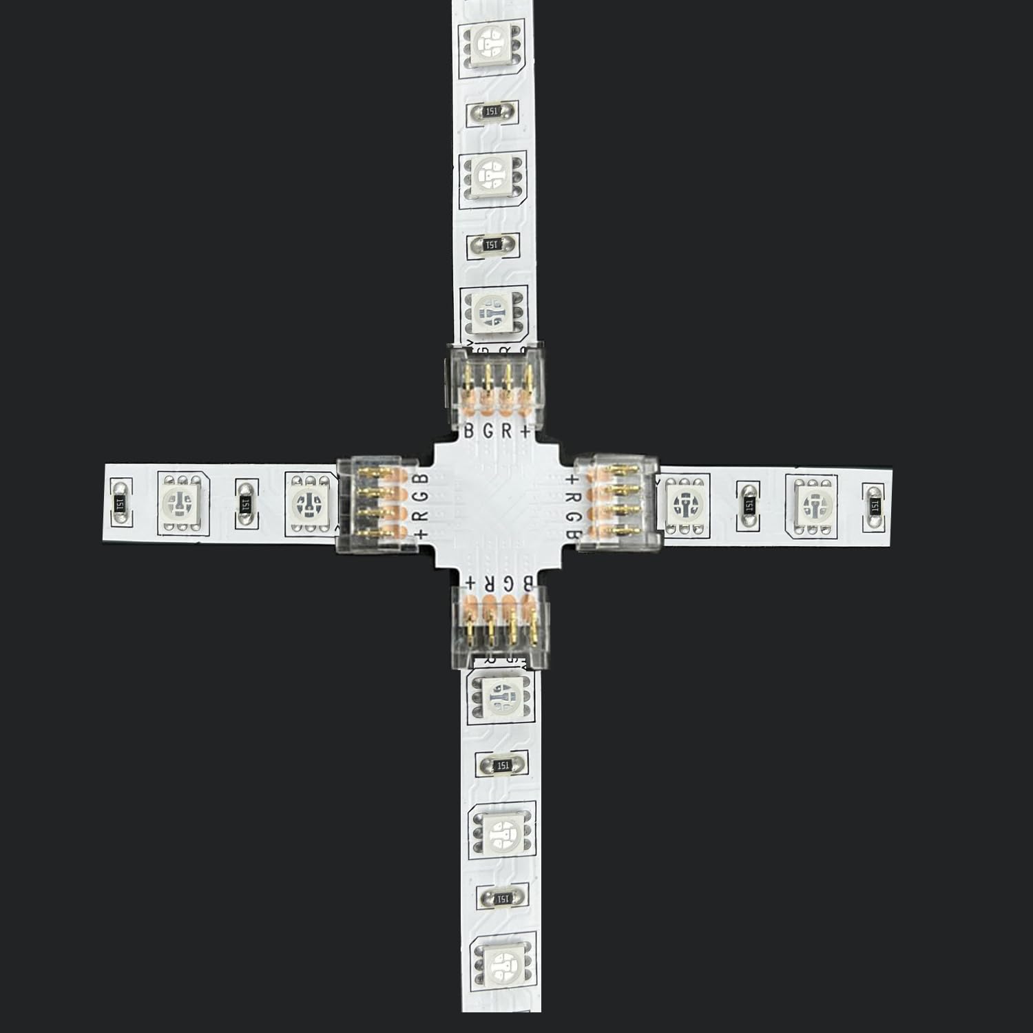 ENQIMAOYI 5pcs X Shape LED Strip Connector 4pin 8mm Width Cross-Shaped connectors for SMD5050 LED Strip Lights,Upgraded Gapless Solderless Quick Connector (4PIN 8MM X) - Image 2