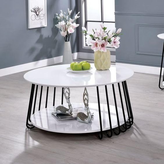 Al Hama end Tables for The Living Room with a Metal-Framed Sofa Table and Modern Side Tables with Two Tiers in a Tea Marble Pattern-Black (B0C43GDRG9) Amazon Price History, Amazon Price Tracker