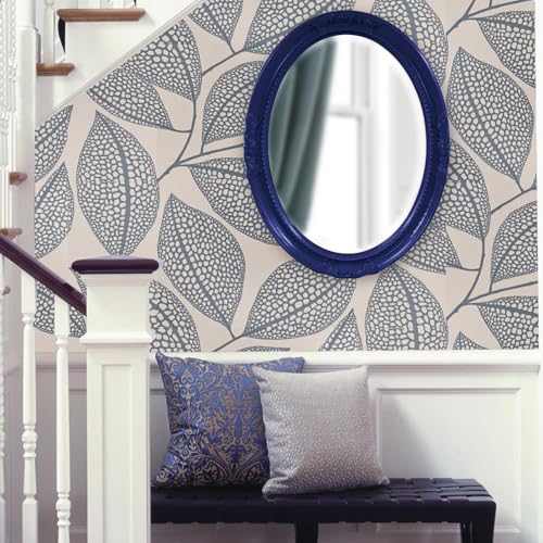 Image of Howard Elliott Collection Queen Ann Oval Glossy Navy Wall Mirror, Oval Bevelled Hanging Wood Framed Vanity Mirrors for Home Decor, Living Room, Bathroom, Bedroom, or Hallway, 25 x 33 Inch