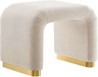 Modway EEI-6733-BRA-ALM Koda Performance Velvet Waterfall Stool, Brass Almond